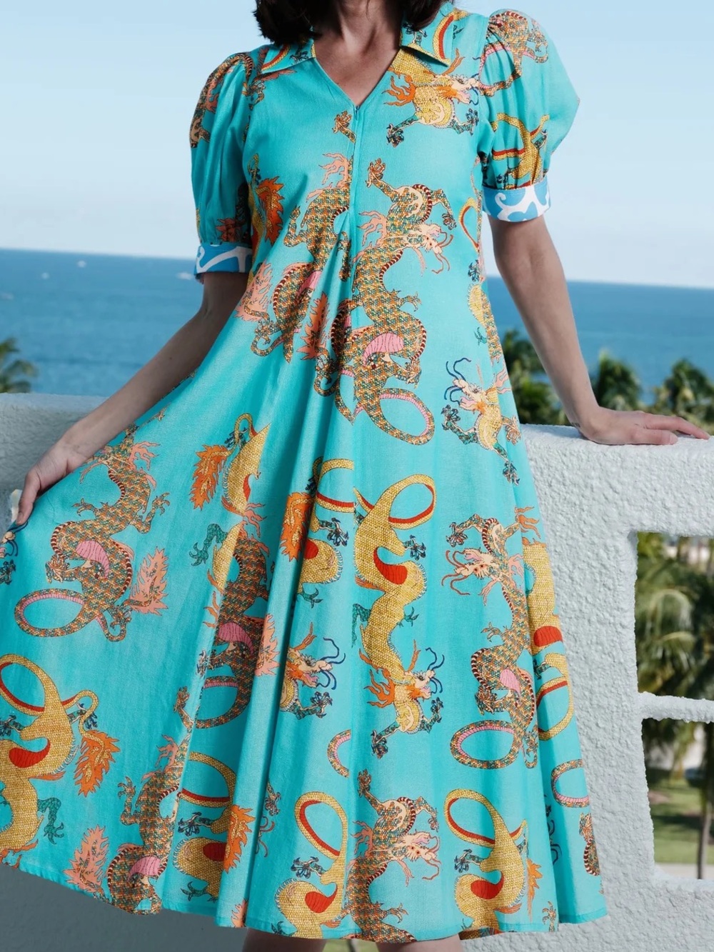 Dizzy Lizzie Montauk Dress in Dragon Print